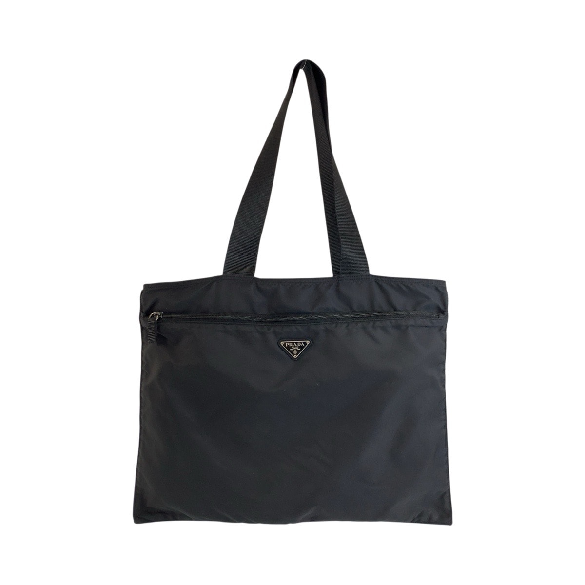 美品 PRADA プラダ テスート 三角ロゴプレート ブラック 黒 シルバー金具 ナイロン レザー/ トートバッグ ショルダーバッグ 602936 【中古】