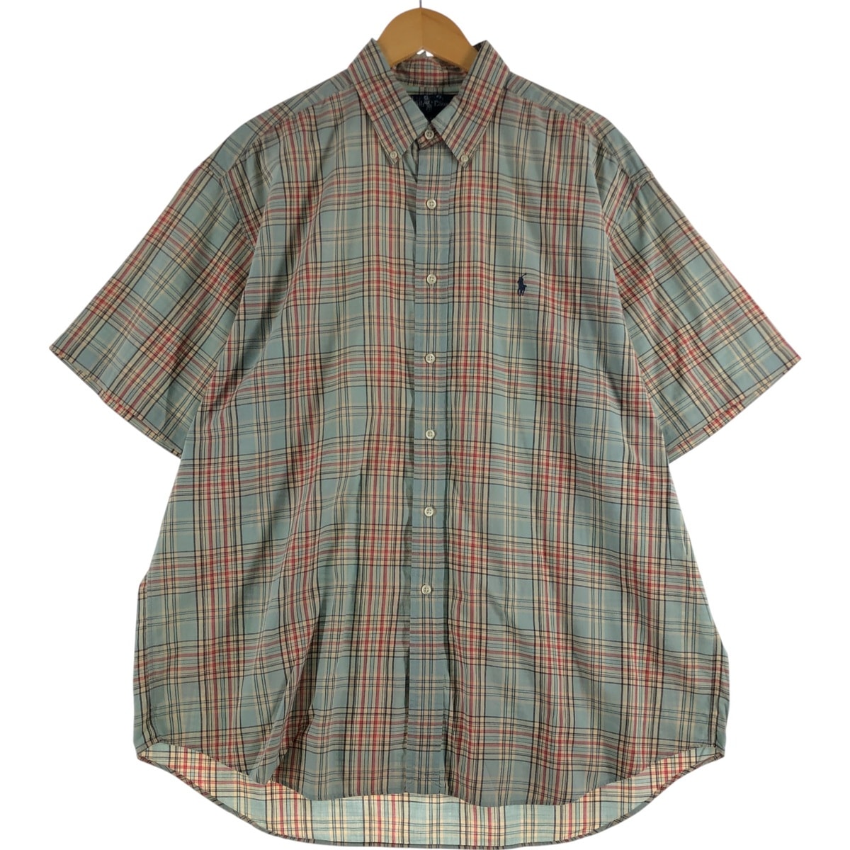 古着 ラルフローレン Ralph Lauren BLAKE 半袖 ボタンダウン チェックシャツ メンズXL相当/eaa560449