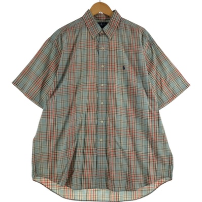 古着 ラルフローレン Ralph Lauren BLAKE 半袖 ボタンダウン チェックシャツ メンズXL相当/eaa560449