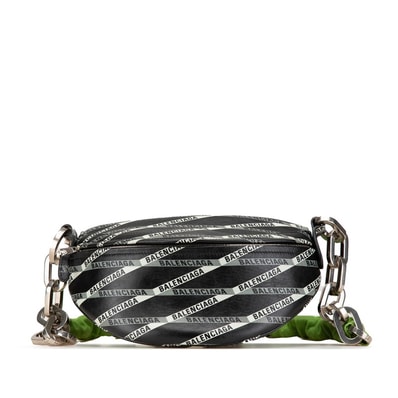 バレンシアガ スーベニア ウエストバッグ ボディバッグ 518163 ブラック グリーン レザー レディース BALENCIAGA 【中古】