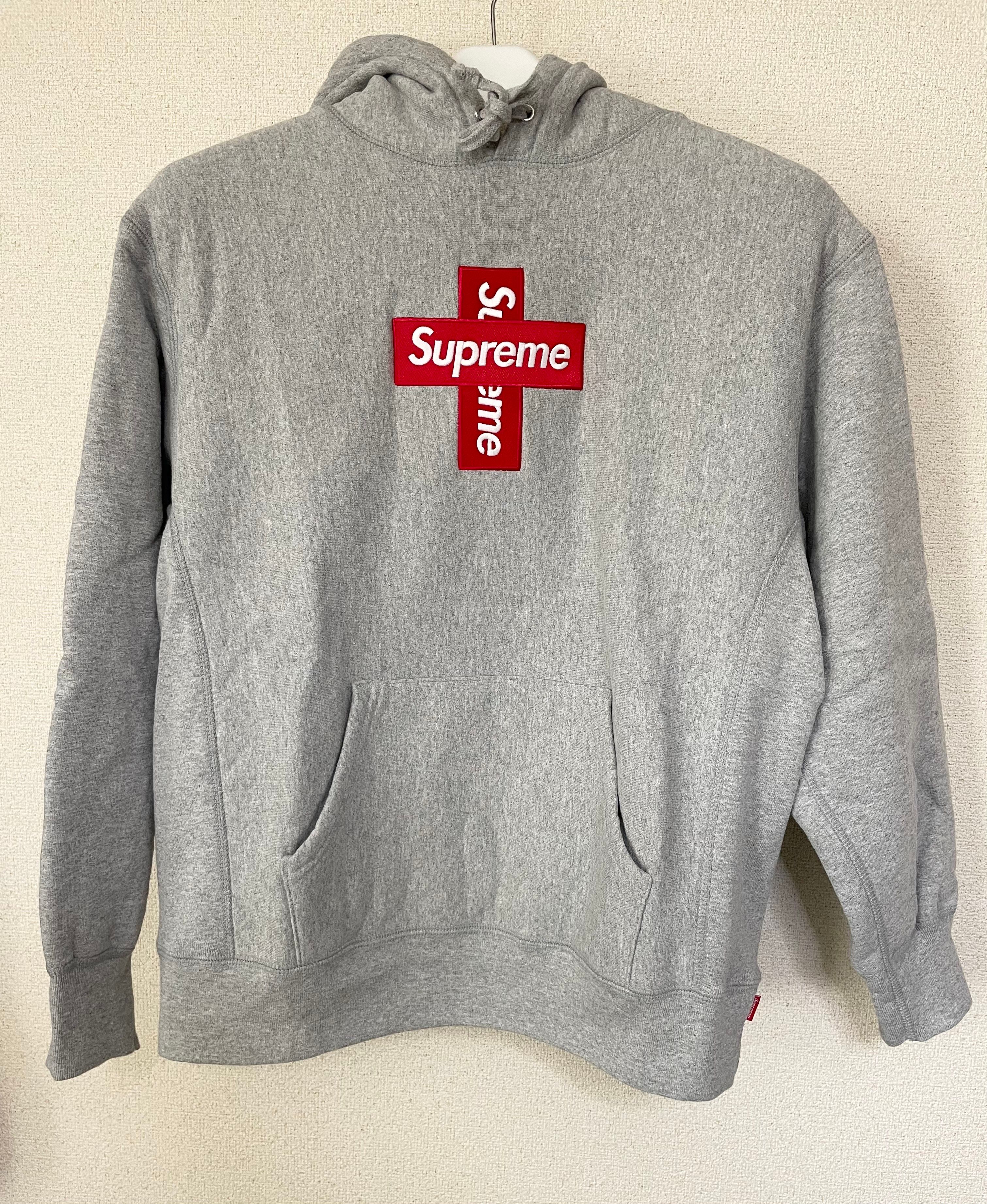 Supreme Cross Box Logo Hooded Sweatshirt "Grey"