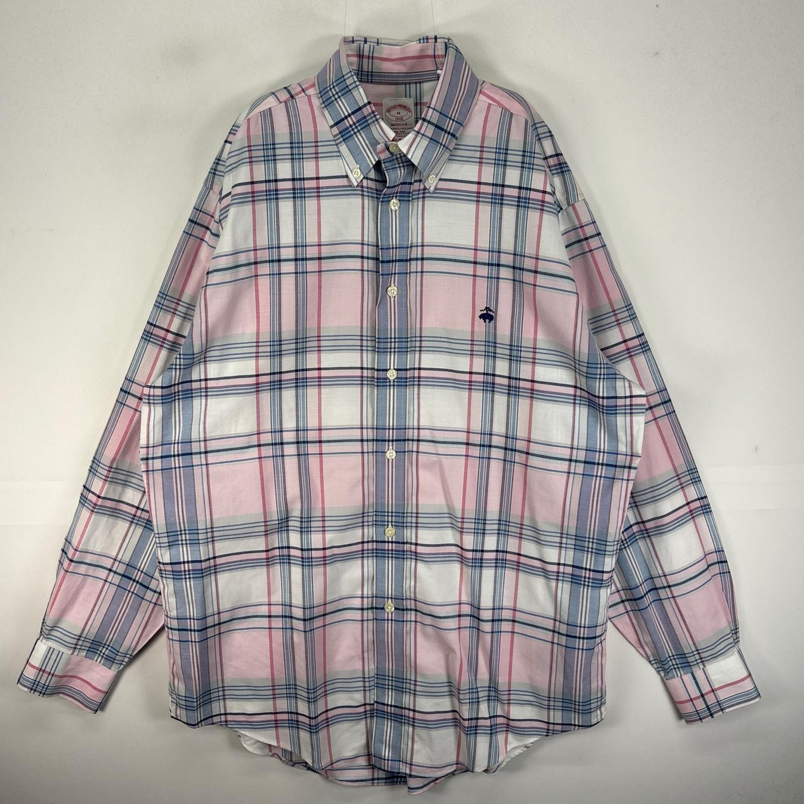 古着 ブルックスブラザーズ Brooks Brothers 長袖シャツ ワンポイント マディソン M ピンク系 チェック メンズ