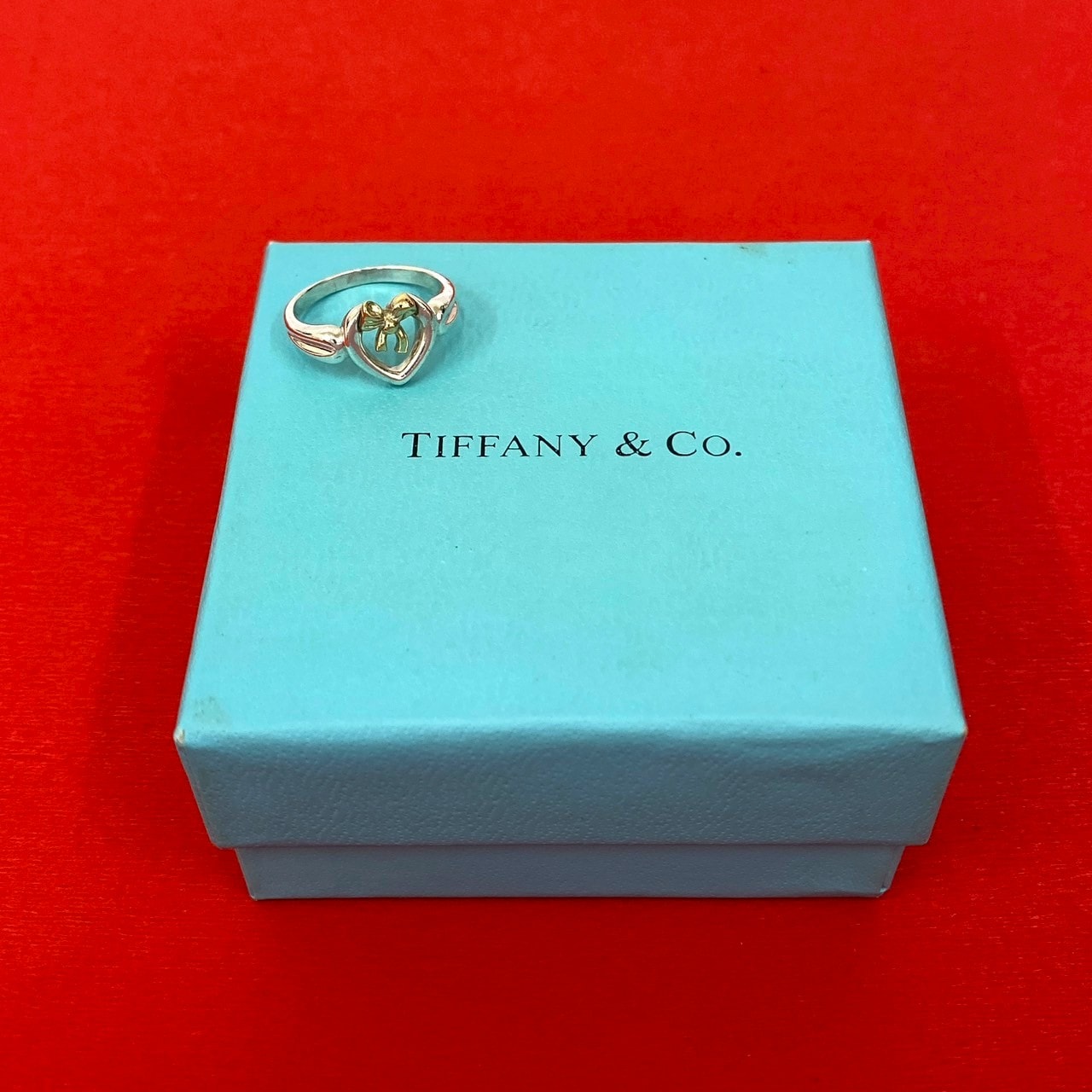 TIFFANY&Co. ティファニー ハート リボン コンビ リング シルバー925 K18ゴールド リング・指輪 14号 シルバー
40982