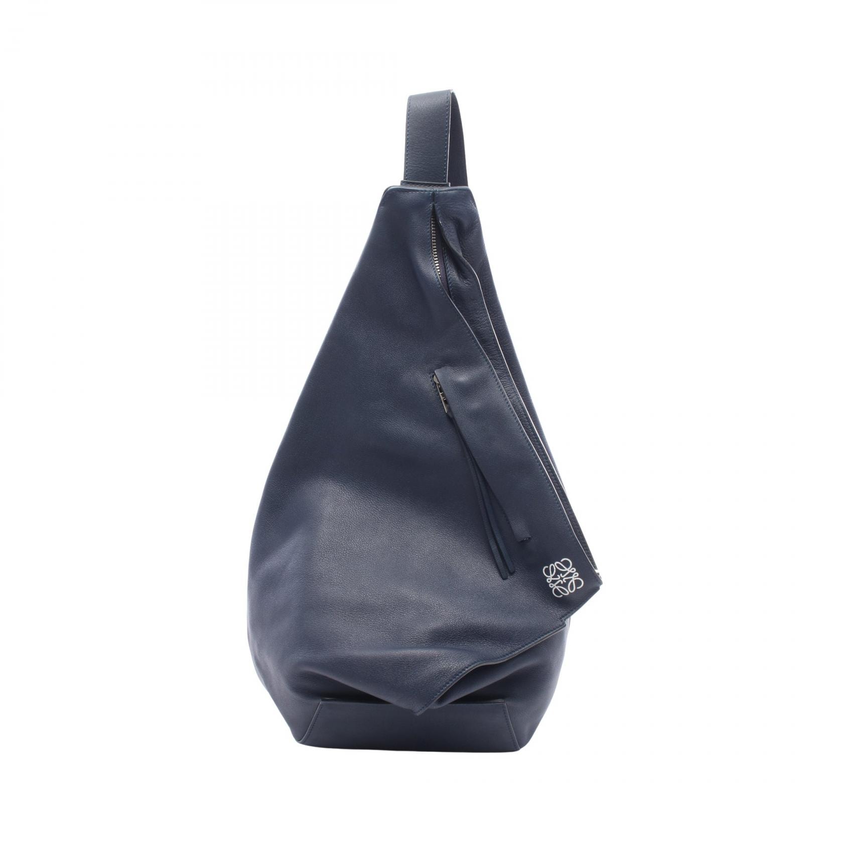 ロエベ LOEWE ANTON アントン ウエストバッグ ボディバッグ バッグ レザー メンズ ネイビー系 【中古】