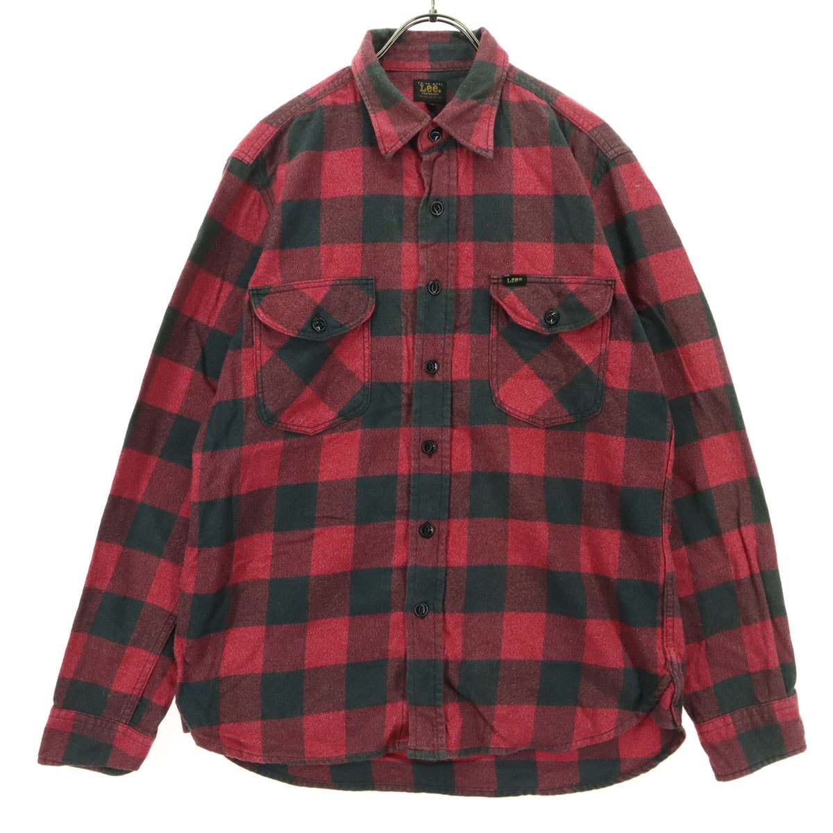 Lee リー バイカラー バッファローチェック 長袖 ネルシャツ M レッド系 ブラック