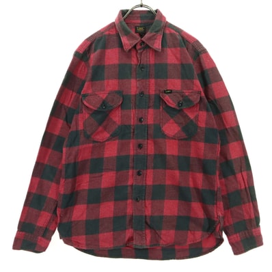 Lee リー バイカラー バッファローチェック 長袖 ネルシャツ M レッド系 ブラック