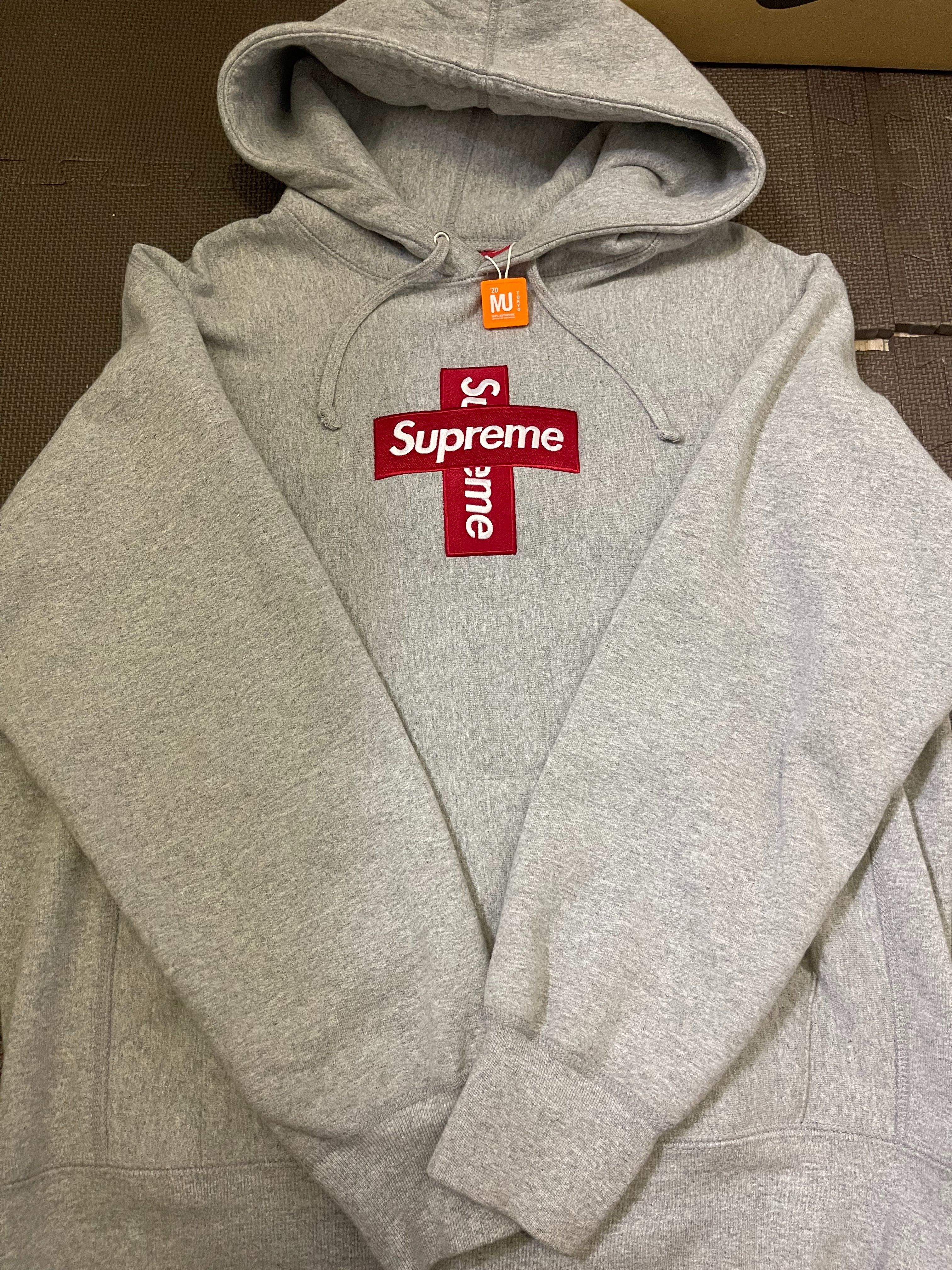 Supreme Cross Box Logo Hooded Sweatshirt "Grey"