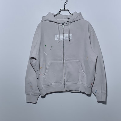 Supreme x MM6 Maison Margiela Box Logo Zip Up Hooded Sweatshirt "White"
