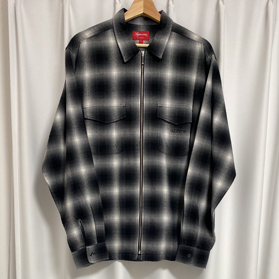 Supreme Shadow Plaid Flannel Zip Up Shirt "Black"