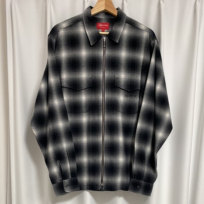 Supreme Shadow Plaid Flannel Zip Up Shirt "Black"