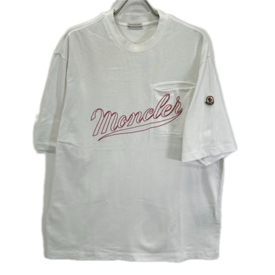 モンクレール 22年 ホワイト 刺繍ロゴ SS TSHIRT L