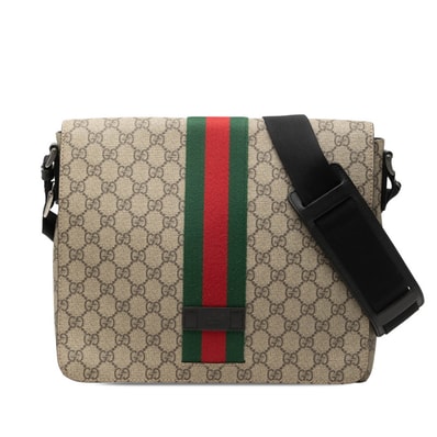 グッチ GGスプリーム シェリーライン ショルダーバッグ メッセンジャーバッグ 475432 ベージュ PVC レディース GUCCI 【中古】