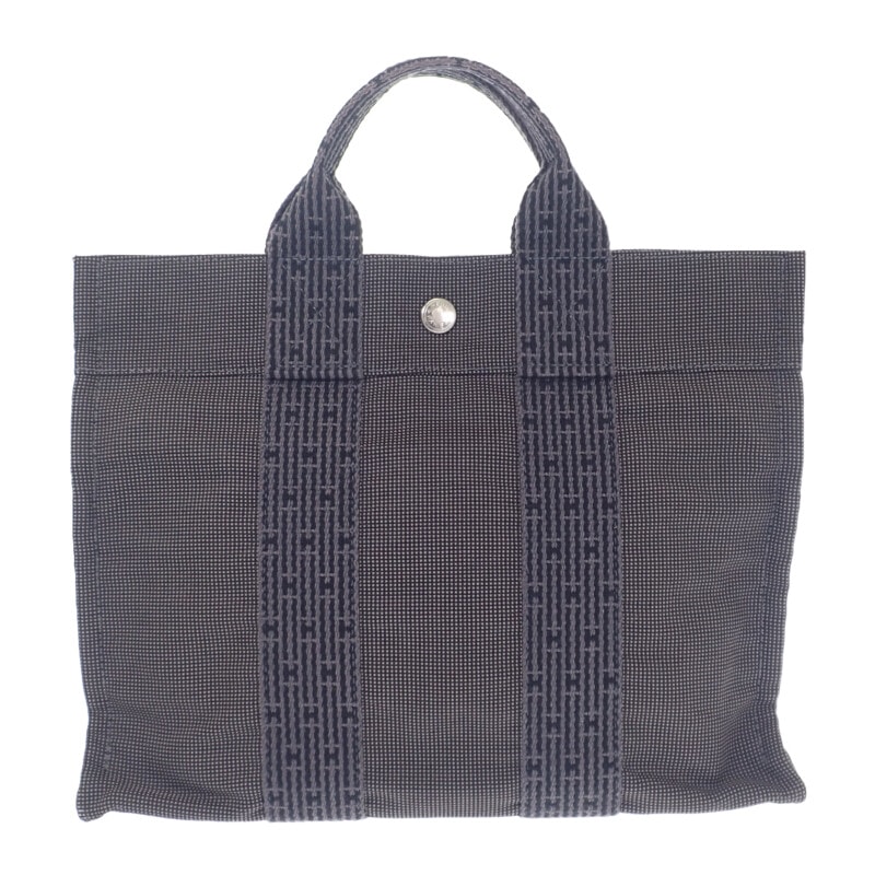 エルメス HERMES エールラインPM 101056M トートバッグ キャンバス グレー レディース メンズ【中古】【ABランク】
