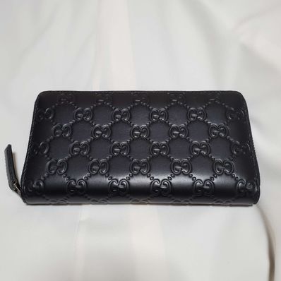 GUCCI Guccissima Round Fastener Wallet "Black"