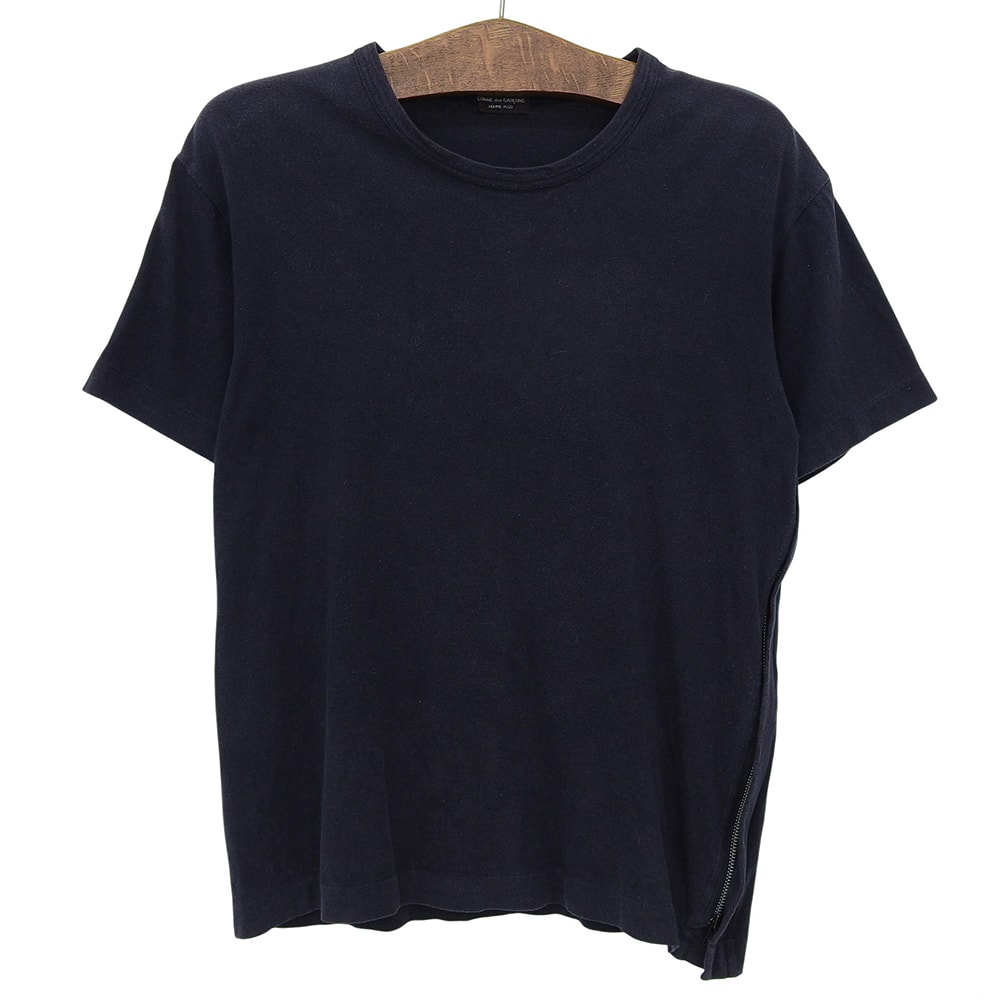 コムデギャルソンオムプリュス コットン サイドジップ カットソー トップス メンズ 紺 PT-100450 98年製 ―