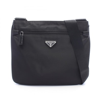 プラダ PRADA トライアングルロゴ ショルダーバッグ バッグ ナイロン レザー レディース ブラック系 【中古】