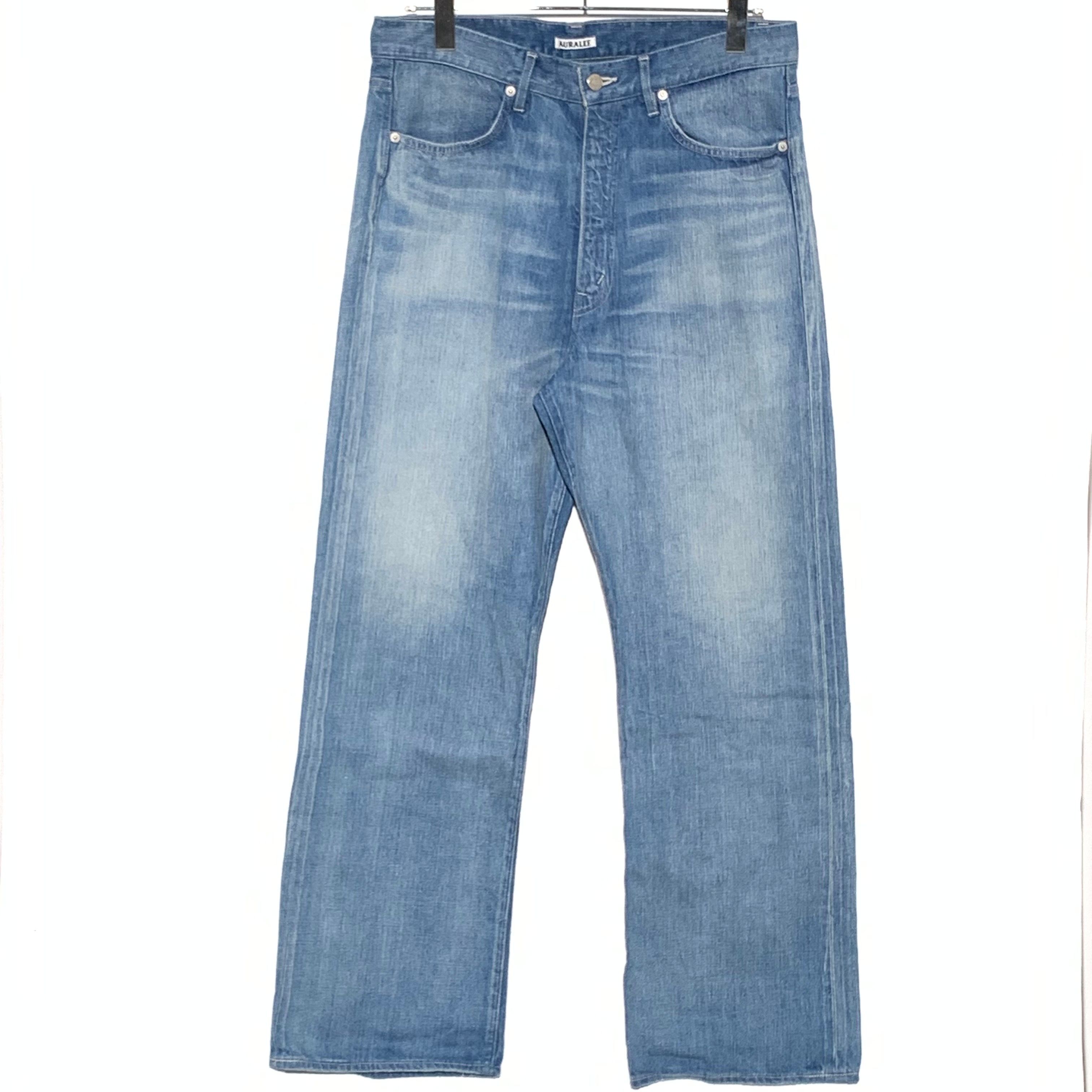 AURALEE Selvedge Faded Light Denim Pants "Light Indigo"