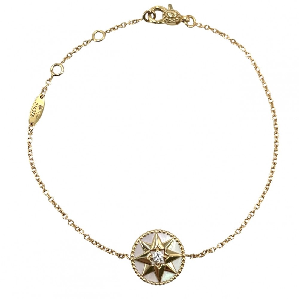 Dior ディオール ブレスレット Rose des Vents アクセサリー ジュエリー アジャスター付き Au750 18金YG K18イエローゴールド    ダイヤモンド0.04ct ゴールド レディース 約3.0g【中古品】