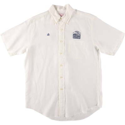 古着 ブルックスブラザーズ Brooks Brothers Est.1818 半袖 リネン ボタンダウンシャツ メンズM相当/eaa560103