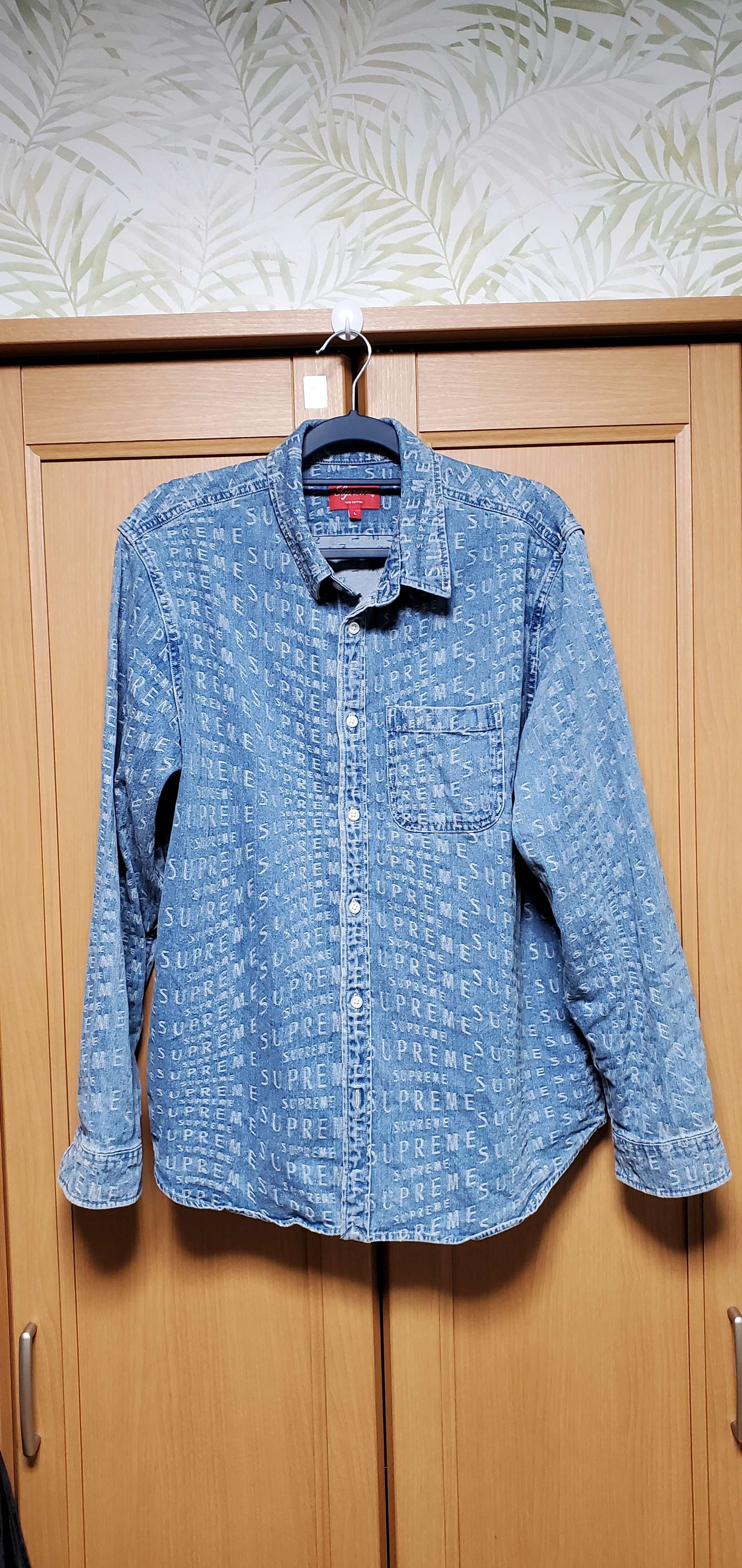 Supreme Warp Jacquard Logos Denim Shirt "Blue"