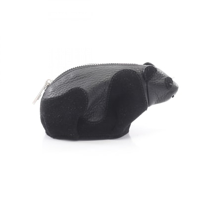 ロエベ LOEWE パンダ コインパース コインケース 財布 レザー スウェード レディース ブラック系 199.61JH75 【中古】