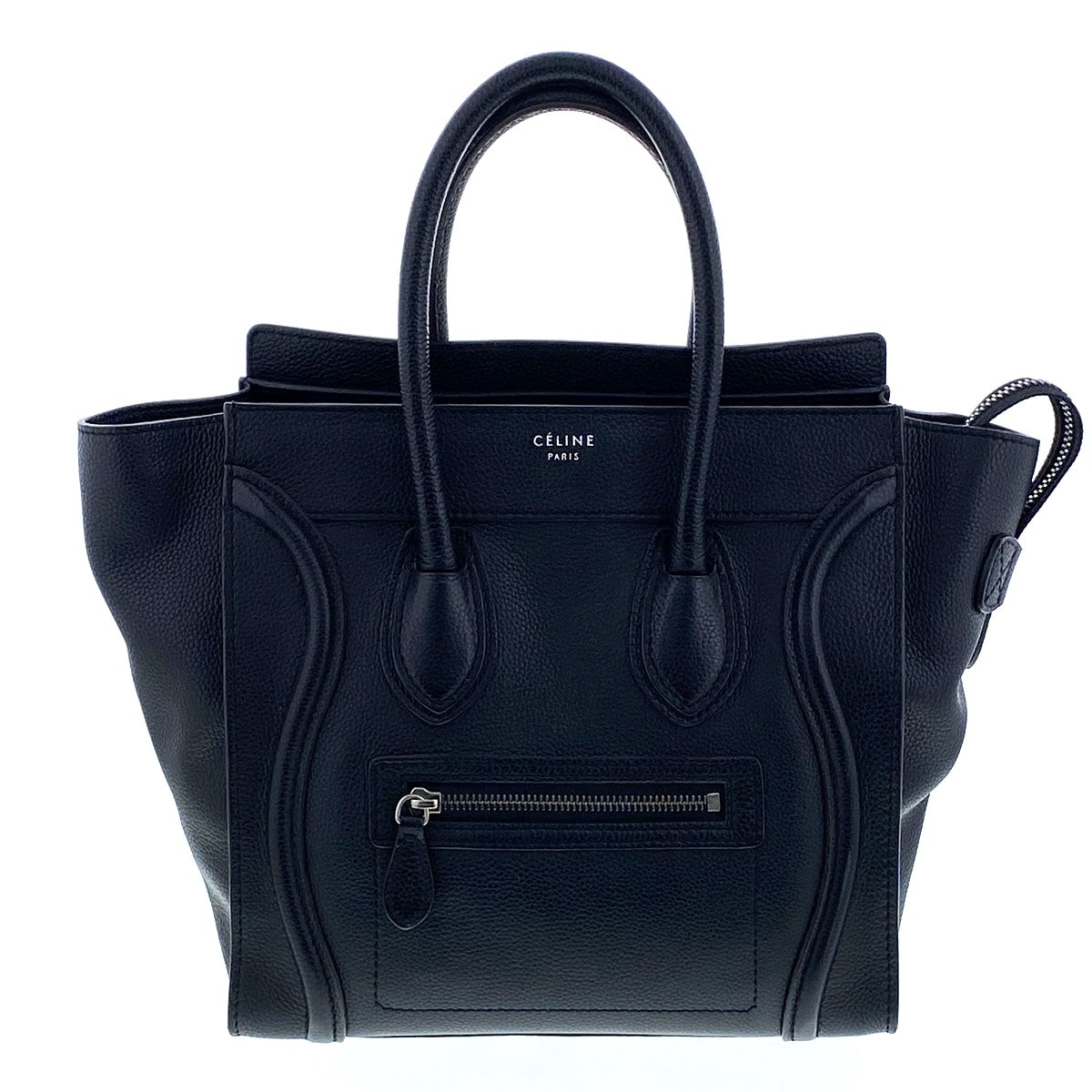 CELINE セリーヌ ラゲージ マイクロショッパー トートバッグ 167793 レザー ブラック  レディース【中古】