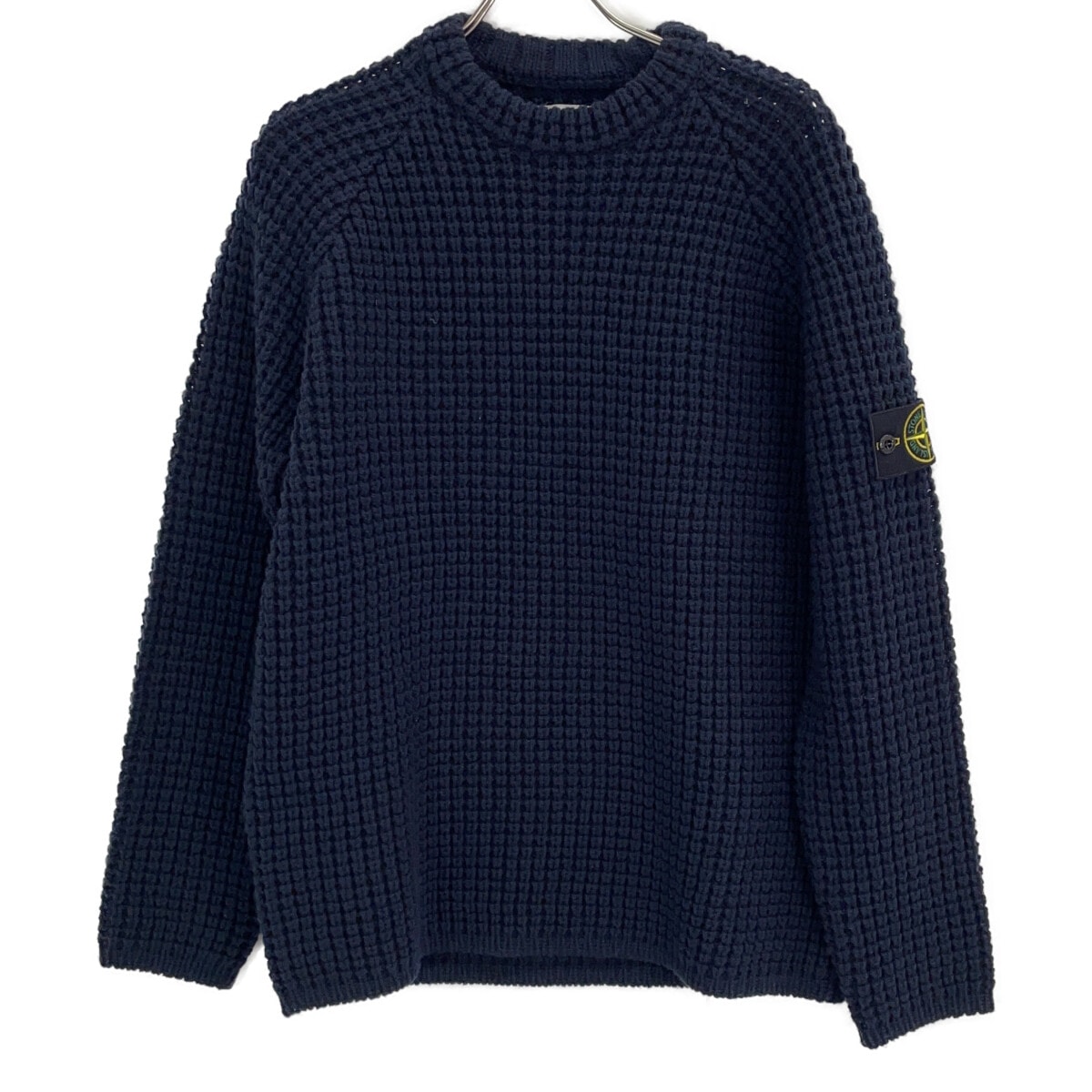 ストーンアイランド 23AW 7915502D5 ネイビー Wool Sweater コンパスパッチ ウールワッフルニットセーター L