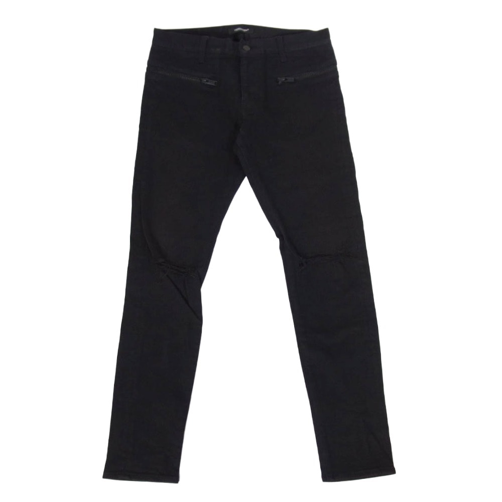 UNDERCOVER アンダーカバー デニムパンツ 18SS UCU4501-1 ダメージ加工 ヒザヤブレ ジップ ストレッチ スキニー デニムパンツ ブラック系 2【中古】