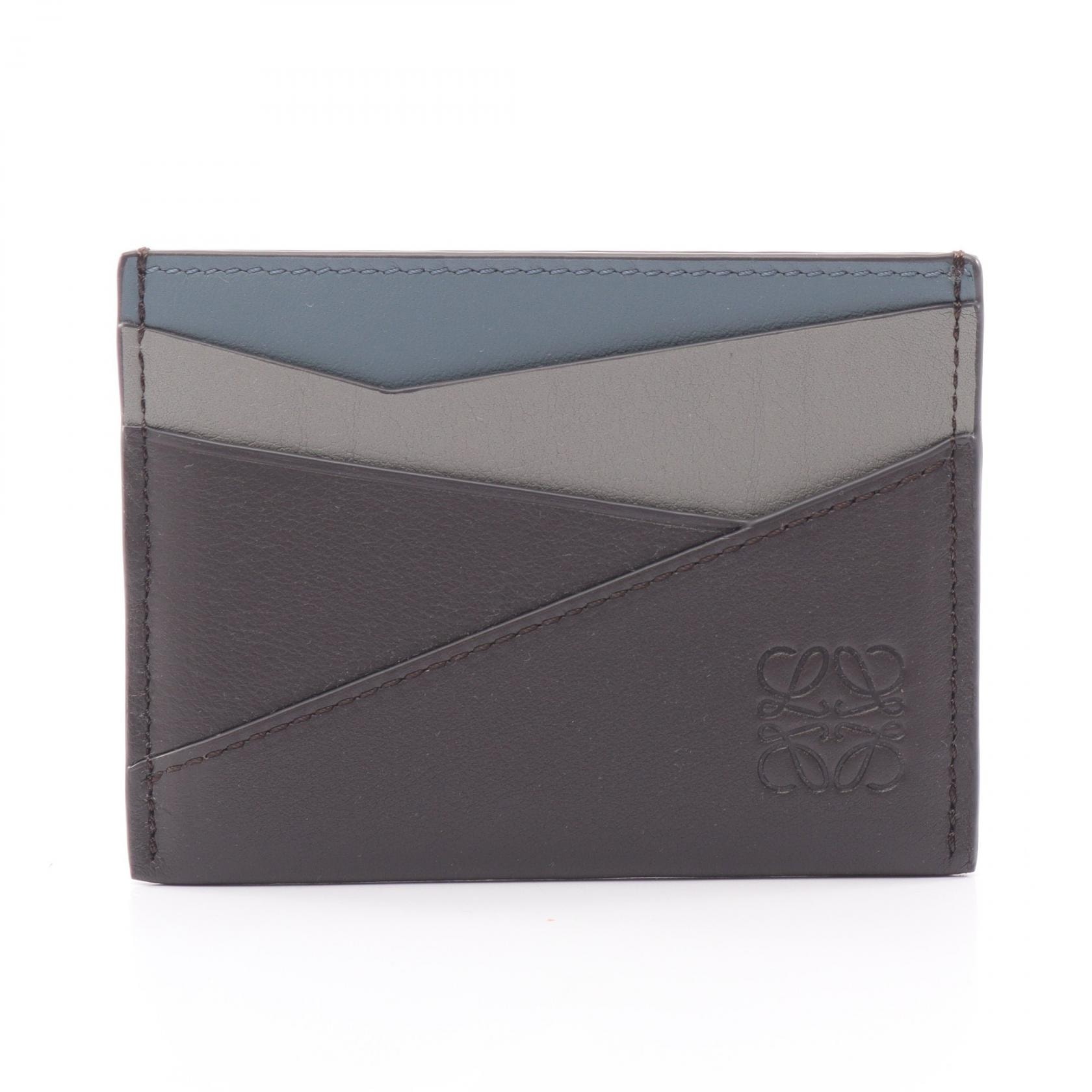 ロエベ LOEWE パズル プレーン カードホルダー カードケース アクセサリー レザー メンズ ブラウン系 / ベージュ系 / ブルー系 C510Q77X050679 【新品】