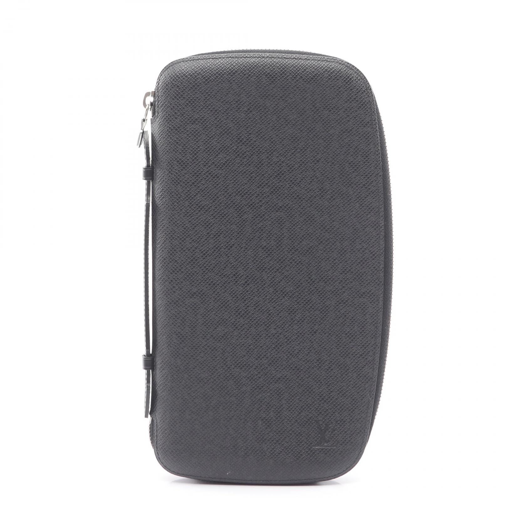 ルイ・ヴィトン LOUIS VUITTON アトール ラウンド長財布 財布 レザー タイガ アルドワーズ メンズ ブラック系 M30652 【中古】