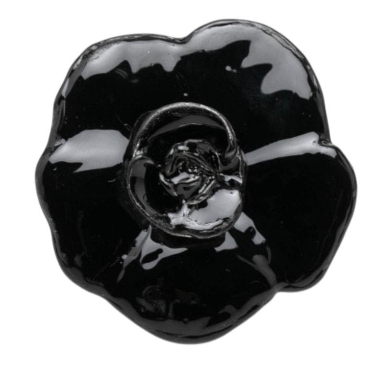 シャネル カメリア リング 指輪 01A シルバー ブラック メタル レディース CHANEL 【中古】