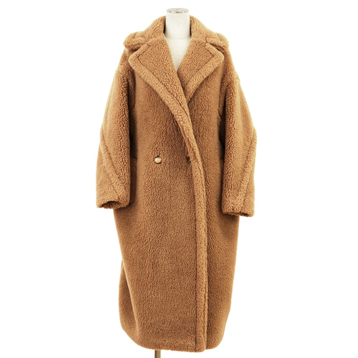 【美品】MaxMara マックスマーラ テディベア アイコンコート サイズ S レディース 22AW 101606296 ロング テディコート キャメル×シルク アウター キャメル イタリア製