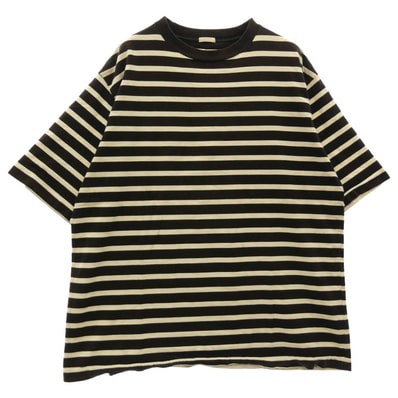 COMOLI コモリ K01-05003 クルーネック ボーダー 半袖 Tシャツ ブラック系 ホワイト系 3【中古】