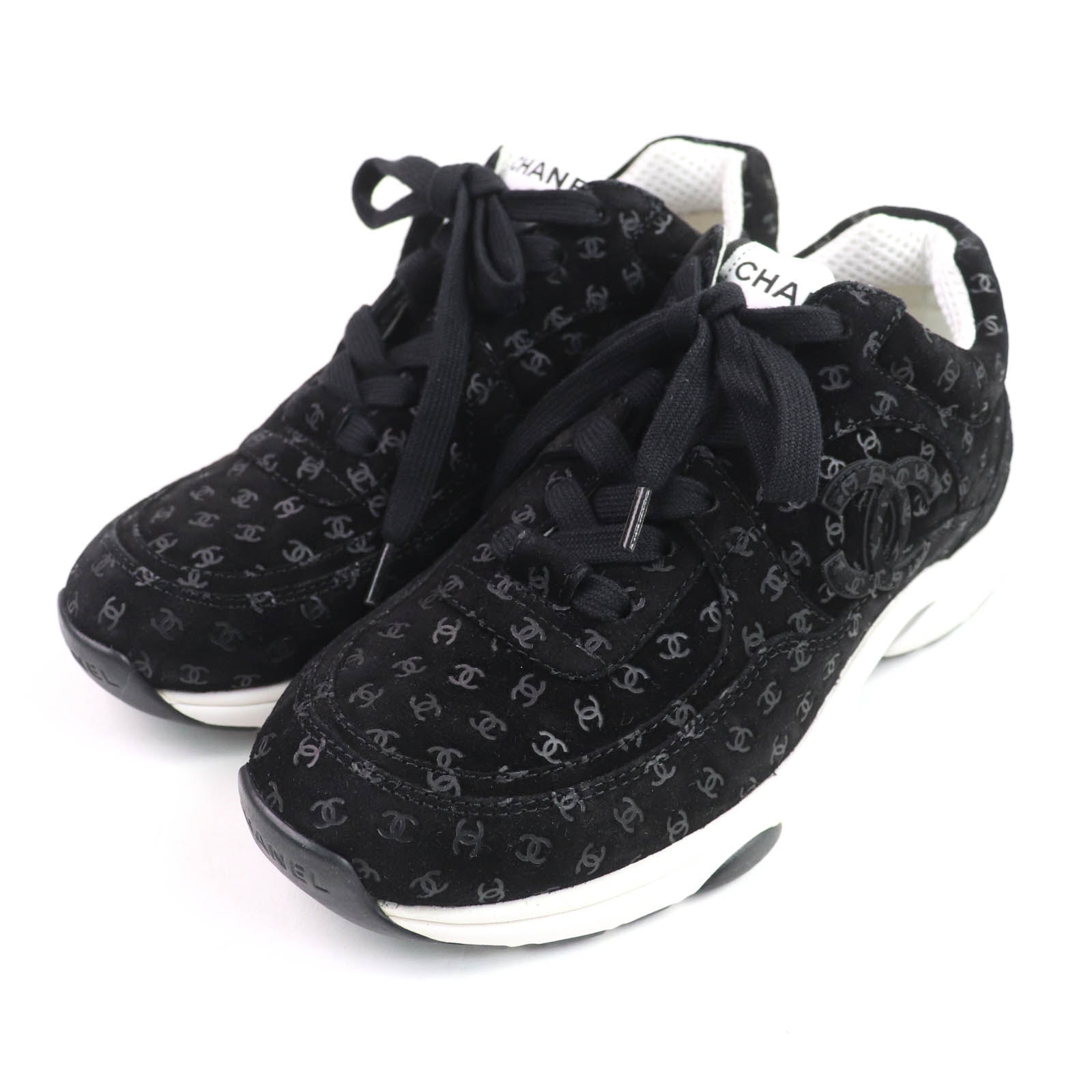 極美品 シャネル
 スニーカー ブラック レディース 37 G39230
