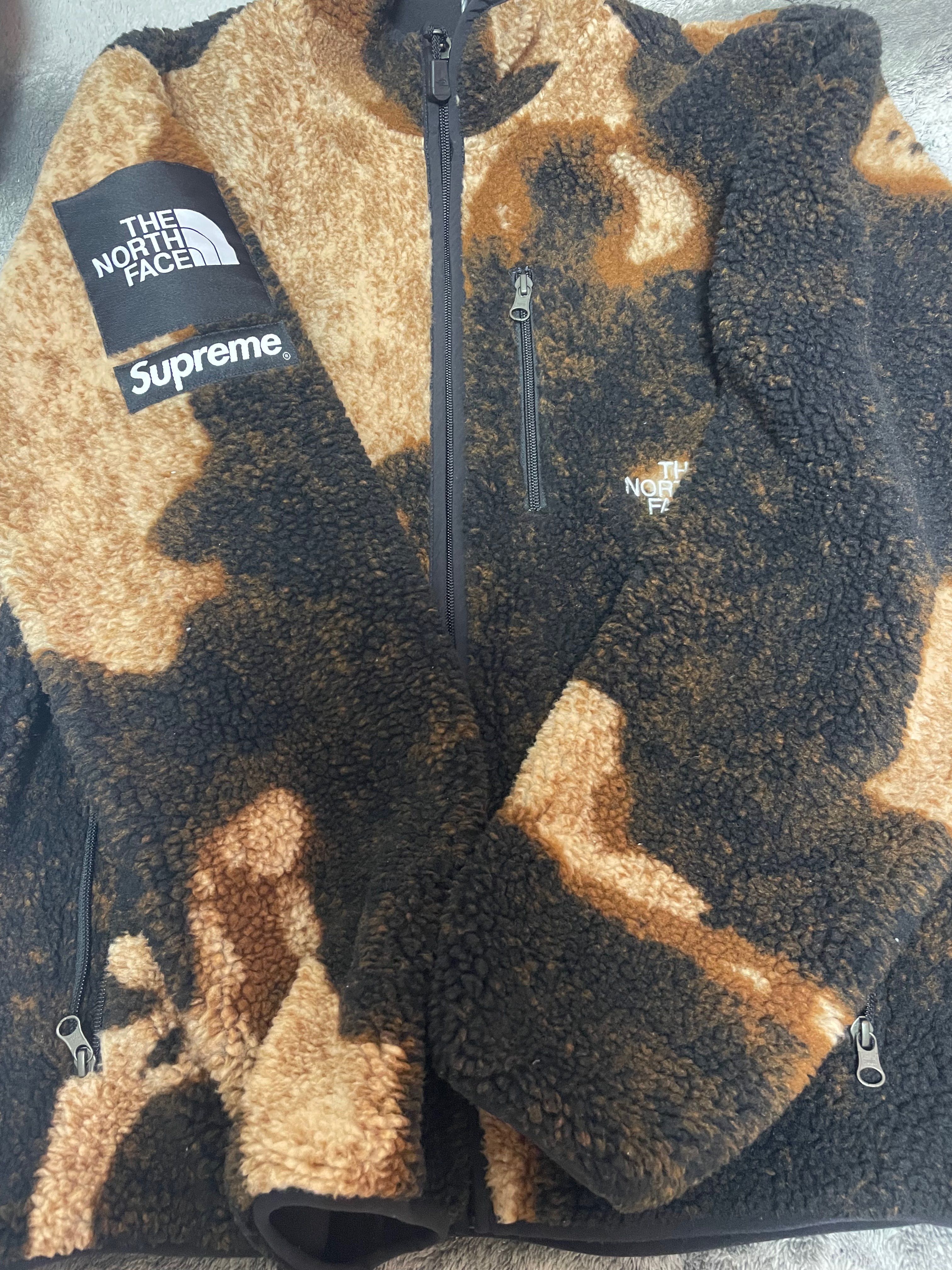 Supreme x The North Face Bleached Denim Print Fleece Jacket "Black"