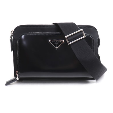 PRADA プラダ Re-Nylon サフィアーノレザー ショルダーバッグ ブラック 2VH130 RFID レディース【中古】