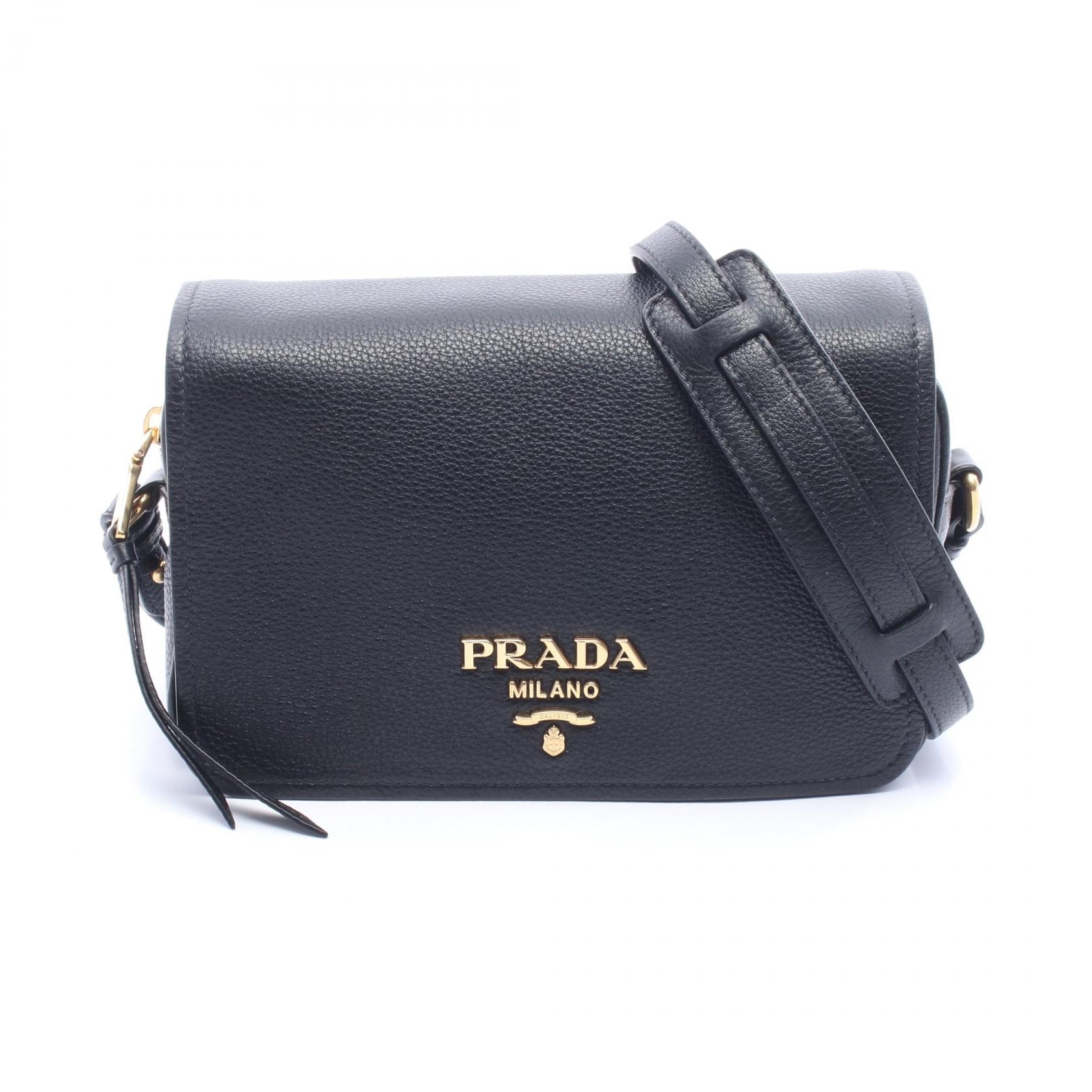 プラダ PRADA VITELLO PHENIX ショルダーバッグ バッグ レザー レディース ブラック系 【中古】
