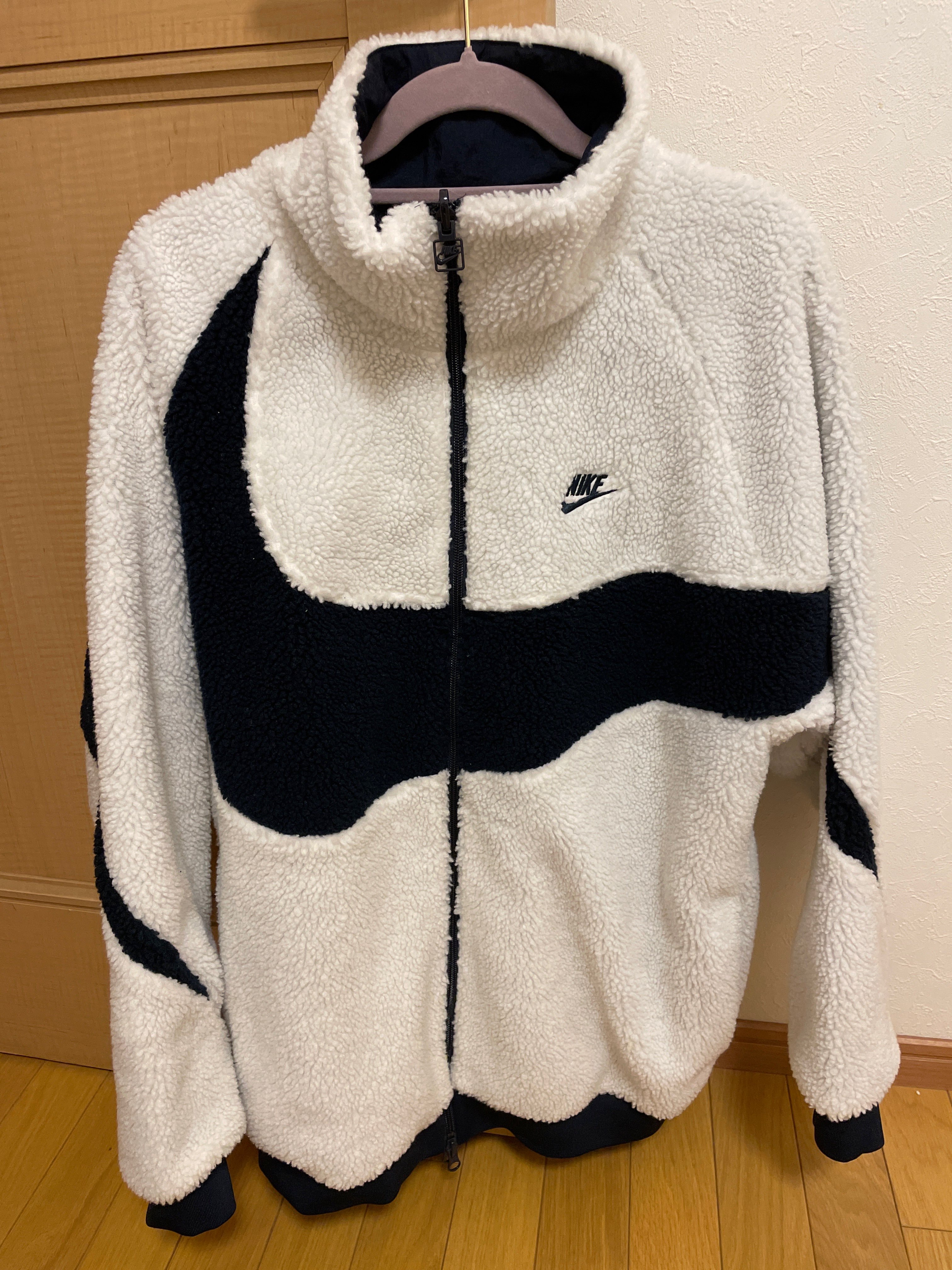 Nike Big Swoosh Reversible Boa Jacket "Sail/Dark Obsidian"