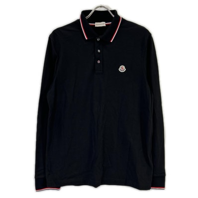 モンクレール 21年ブラック MAGLIA POLO MANICA LUNGA ポロシャツ L