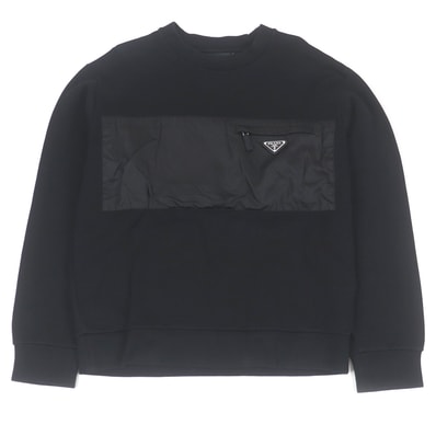 PRADA Felpa Double Triangle Logo Sweatshirt "Black"