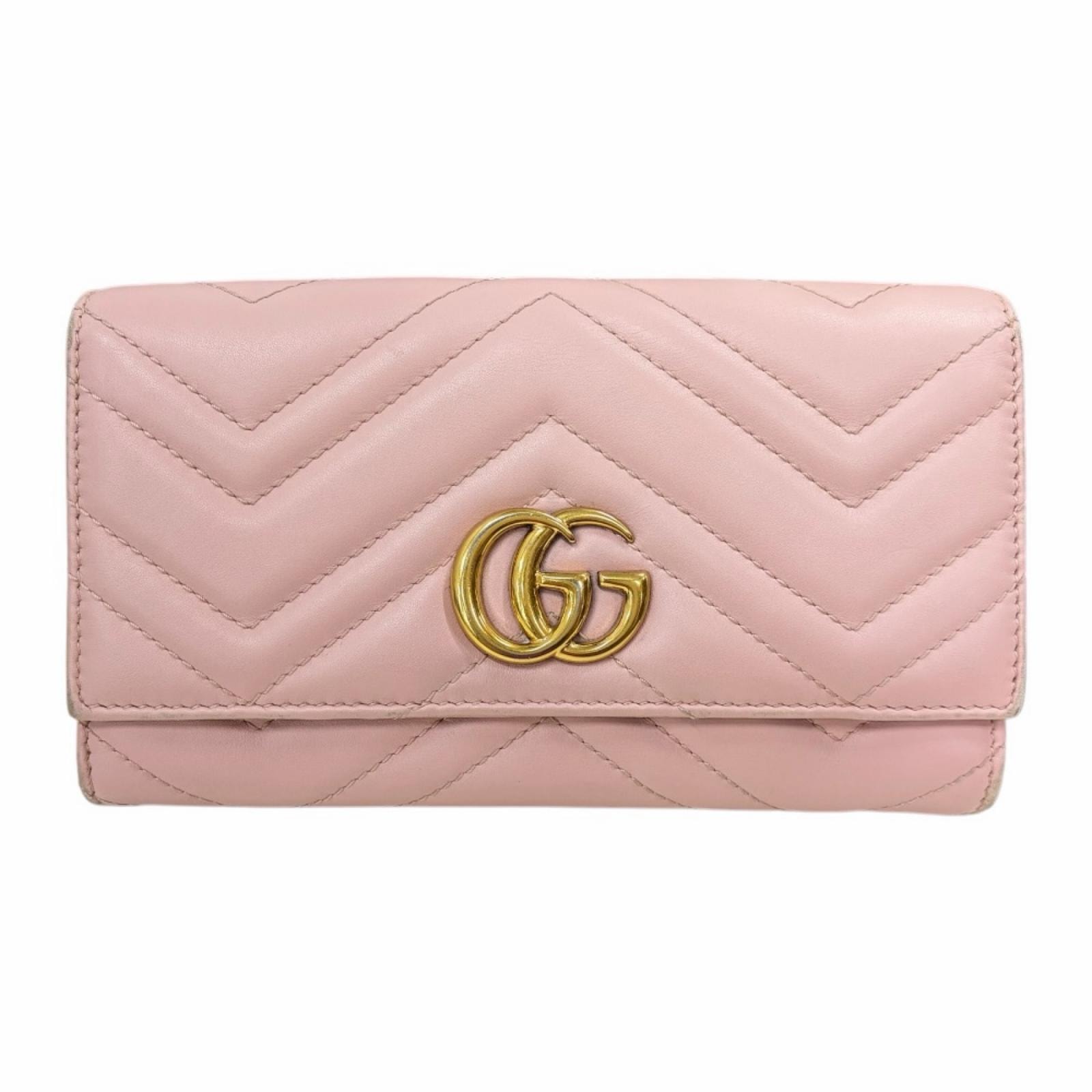 グッチ コンチネンタルウォレット GGマーモント 長財布 レザー 443436 レディース GUCCI  中古