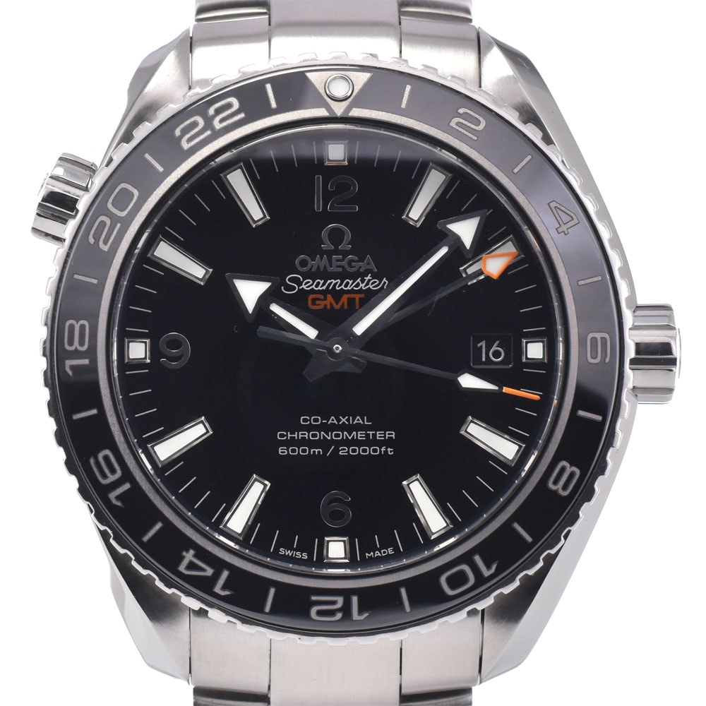 オメガ OMEGA 232.30.44.22.01.001 シーマスター プラネットオーシャン GMT ブラック 自動巻き メンズ 美品 保証書付き 腕時計 Q#149237