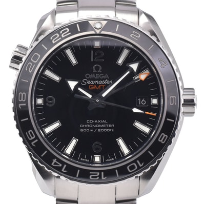 オメガ OMEGA 232.30.44.22.01.001 シーマスター プラネットオーシャン GMT ブラック 自動巻き メンズ 美品 保証書付き 腕時計 Q#149237