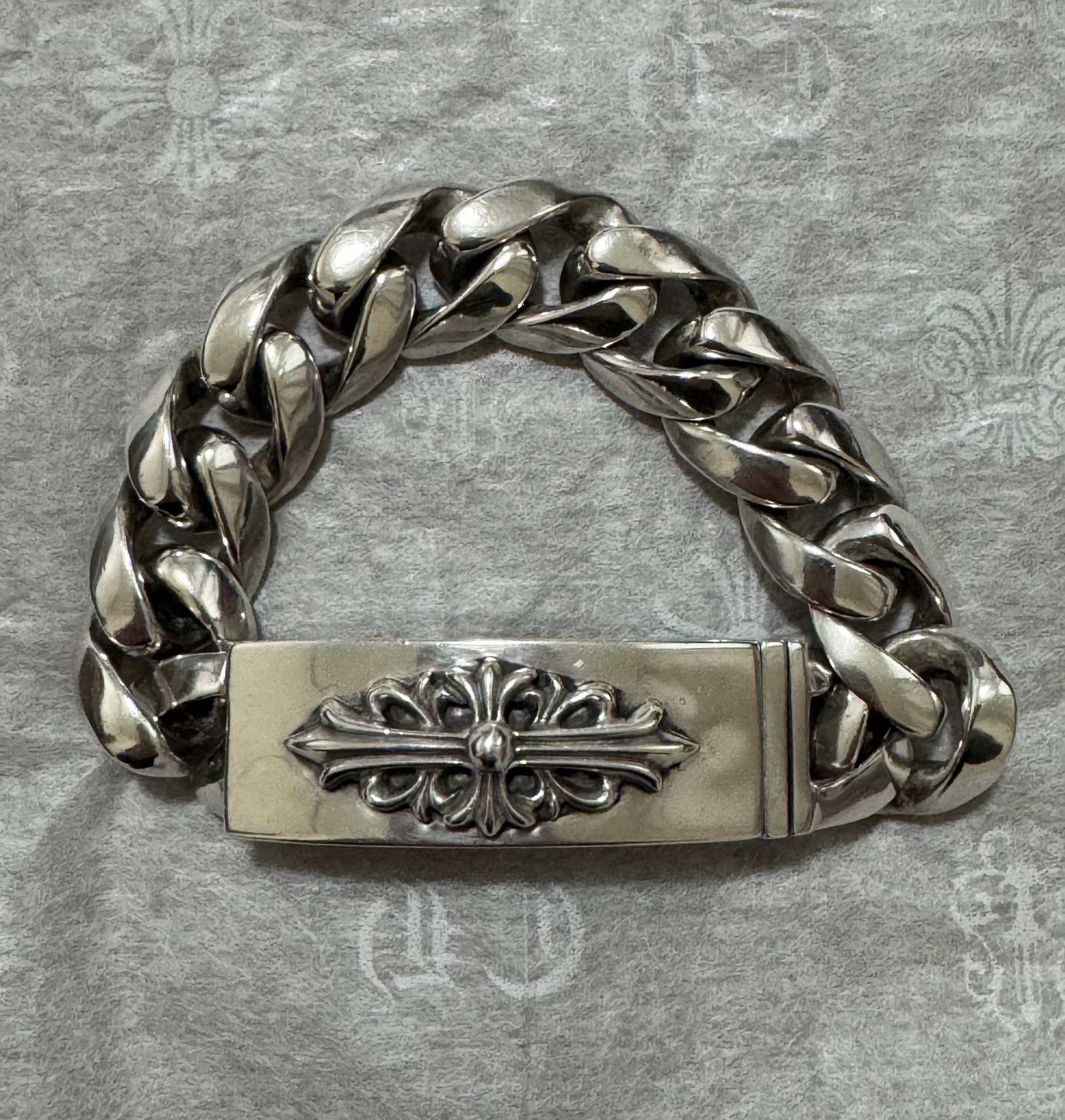 Chrome Hearts ID Floral Cross Bracelet "Silver"