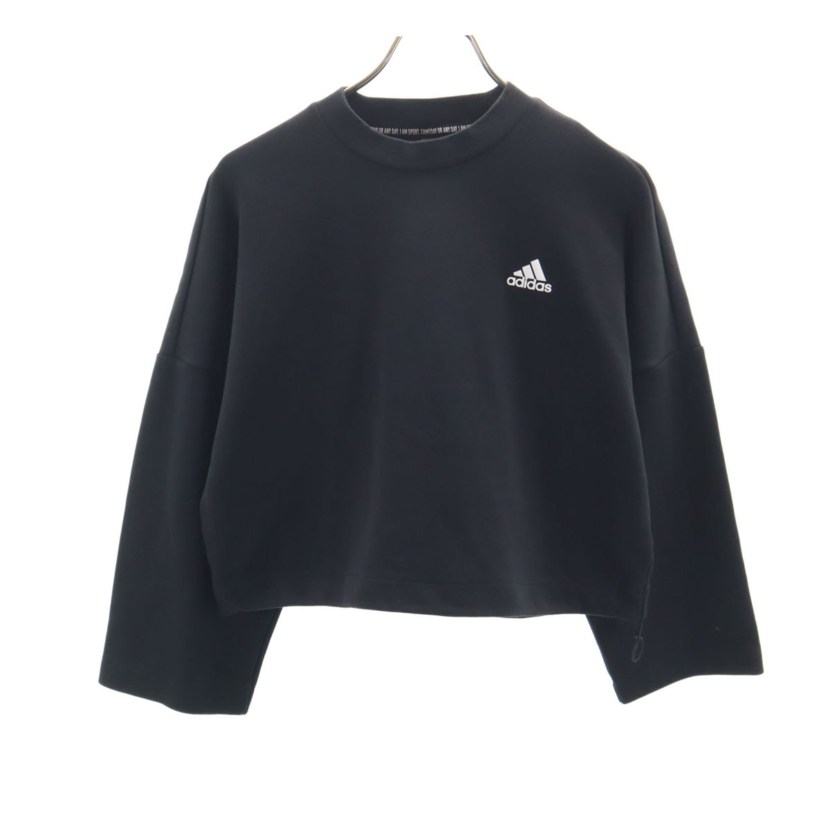 adidas アディダス 長袖 スウェット クロップド トレーナー L ブラック