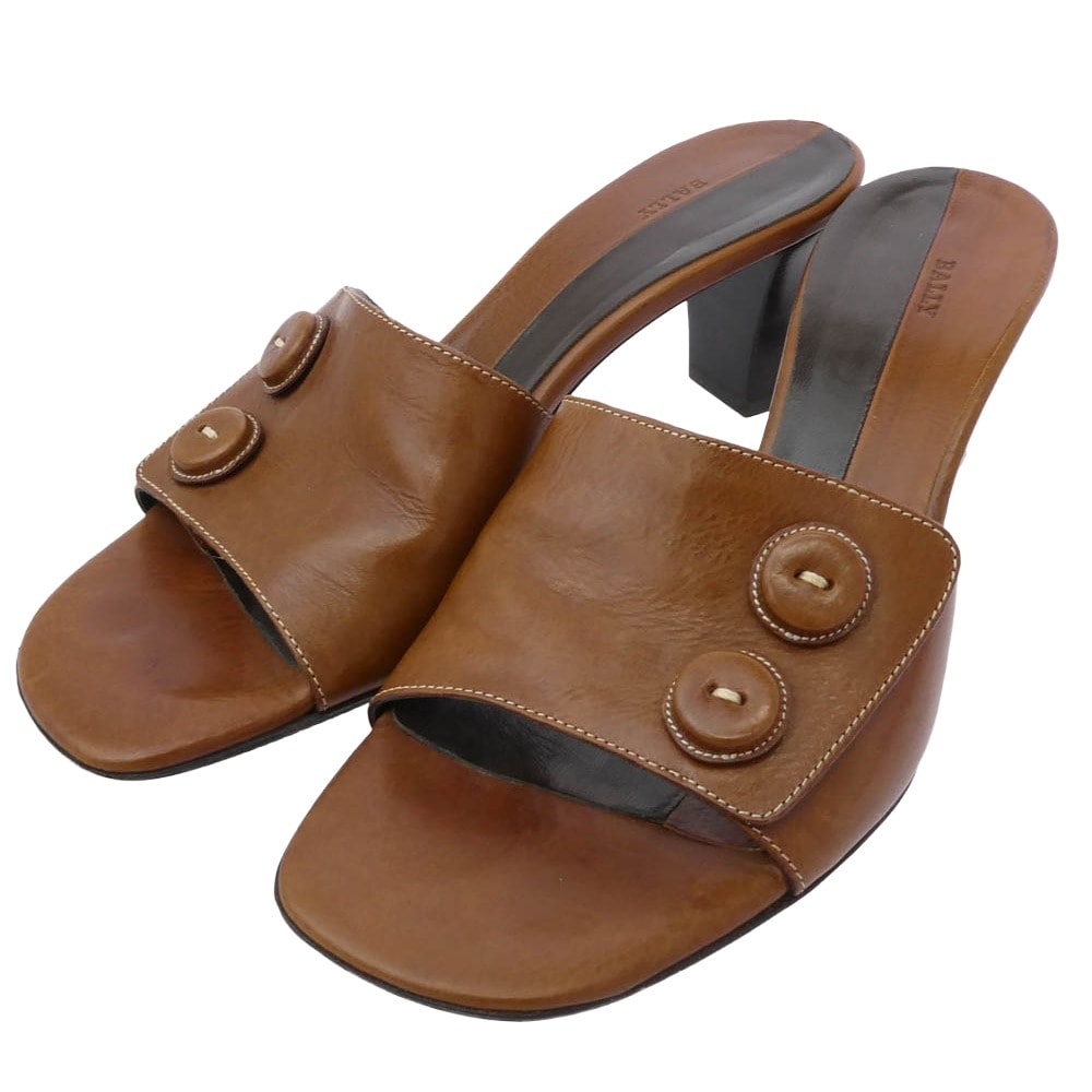 BALLY バリー サンダル レザー ヒール サンダル ブラウン系 EU35【中古】