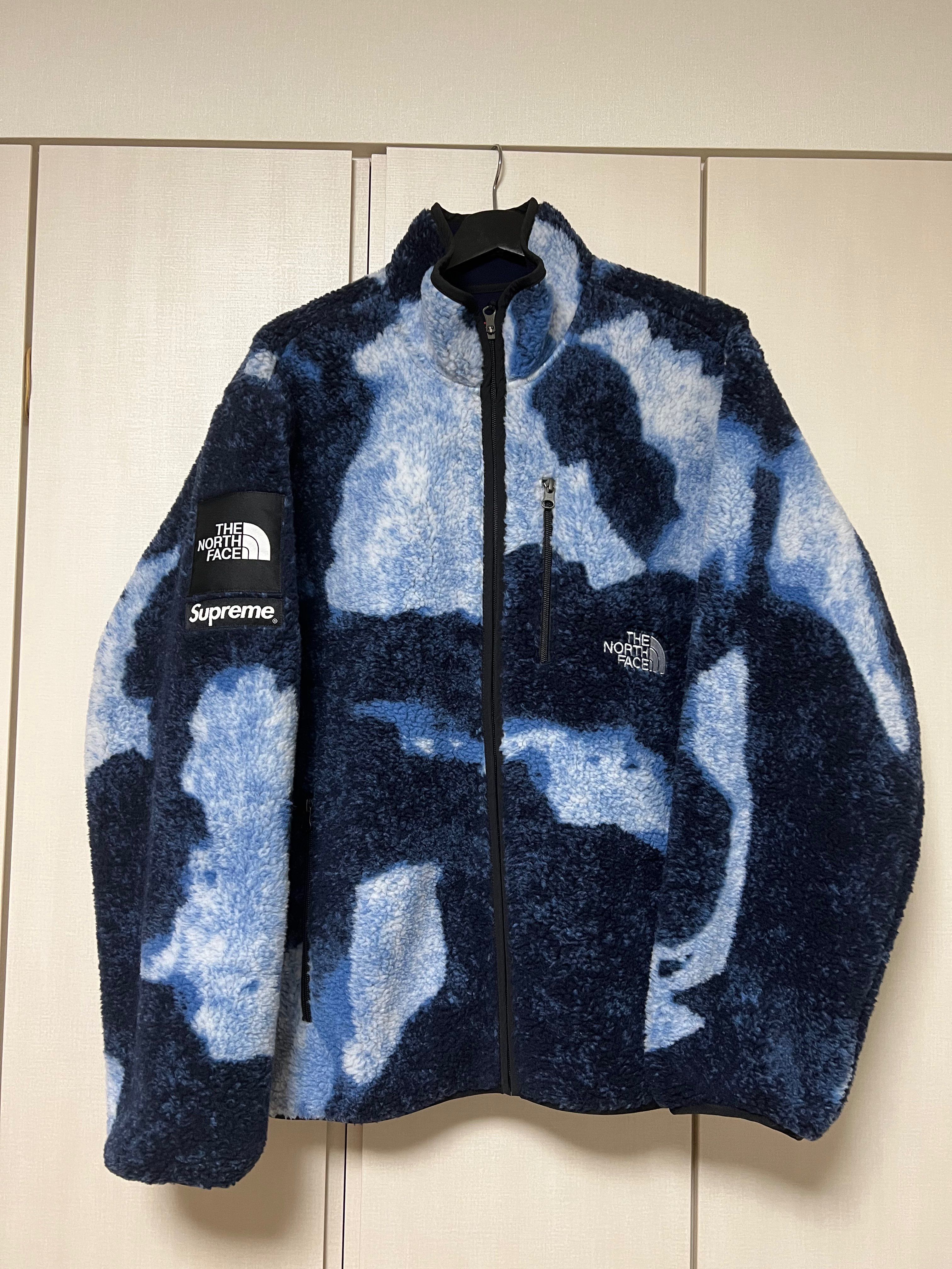 Supreme x The North Face Bleached Denim Print Fleece Jacket "Indigo"