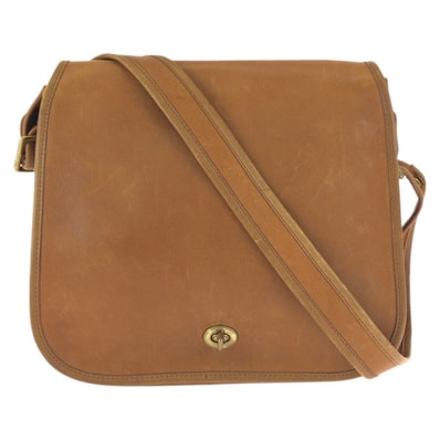 COACH コーチ ヴィンテージ オールドコーチ スチュワーデス ブラウン キャメル ゴールド金具 レザー ショルダーバッグ メッセンジャーバッグ 601890 【中古】