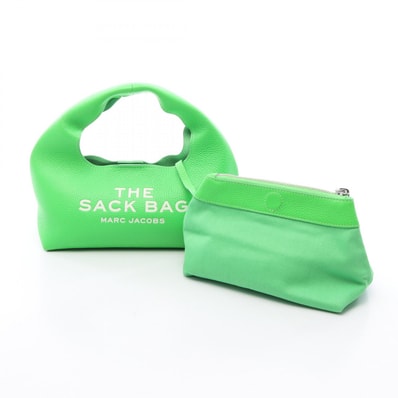 マークジェイコブス MARC JACOBS THE LEATHER SACK BAG MINI ザ レザー サック バッグ ミニ ハンドバッグ バッグ レザー レディース グリーン系 【中古】