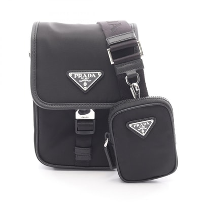 プラダ PRADA RE NYLON TESSUTO+SAFFIANO ショルダーバッグ バッグ ナイロン サフィアーノレザー メンズ レディース ブラック系 2VD0432DMHF0002 【新品】
